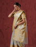 Silver Tissue Yellow Handloom Border Silk Saree with Blouse Fabric